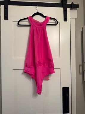 Pink Lily Hot Pink Halter Bodysuit
